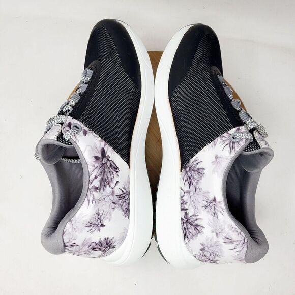 Alegria Shoes Womens 39 Traq Jaunt Rhodie Grey Black White Flower Sneaker - Picture 11 of 15